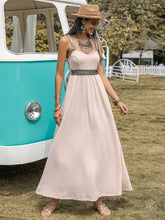 Waffle-Knit Tied Spaghetti Strap Dress Dust Storm OutfitFlow