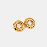 Stainless Steel Cutout Round Shape Earrings Gold One Size OutfitFlow