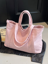 Corduroy Solid Large Tote Bag Pink One Size OutfitFlow