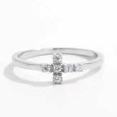 925 Sterling Silver Zircon Cross Ring Silver OutfitFlow