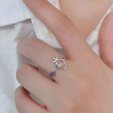 925 Sterling Silver Inlaid Zircon Ring Silver One Size OutfitFlow