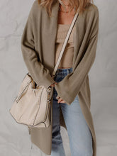 Solid Color Textured Knit Open Front Oversize Cardigan Taupe OutfitFlow