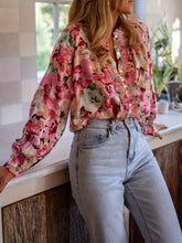 Floral Print Button Up Shirt Mixed Color OutfitFlow