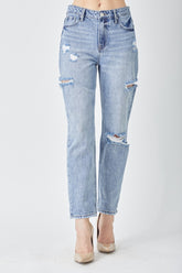 RISEN Distressed Slim Cropped Jeans Medium OutfitFlow