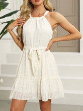 Tied Frill Sleeveless Mini Cami Dress Cream OutfitFlow