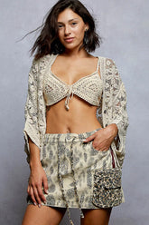 POL Crochet Knit Lightweight Cardigan NATURAL One Size Trendsi