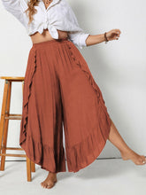 Plus Size Ruffled Wide Leg Pants Terracotta OutfitFlow