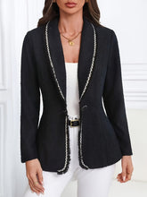 Single-Breasted Lapel Collar Blazer Black OutfitFlow