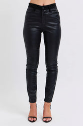 Judy Blue Plus Size HW Faux Leather Skinny Pants Black OutfitFlow