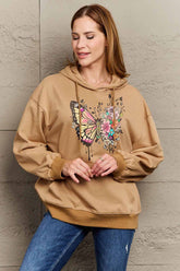 Simply Love Simply Love Full Size Butterfly Graphic Dropped Shoulder Hoodie Mocha OutfitFlow