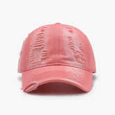 Distressed Adjustable Cotton Baseball Cap Burnt Coral One Size OutfitFlow
