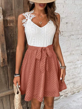Lace Detail Tie Waist Mini Cami Dress Rust OutfitFlow