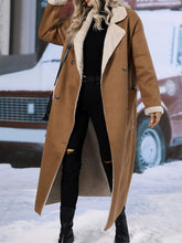 Plus Size Drop Shoulder Sherpa Longline Coat Brown OutfitFlow