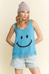 Jade By Jane Smiley Fringe Tank Top BLUE OutfitFlow