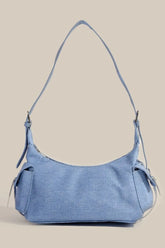 Fame Braided Accent Double Pocket Shoulder Bag Dusty Blue One Size OutfitFlow