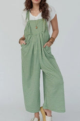 Casual Gingham Wide Leg Overalls Lime OutfitFlow