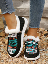 Printed Round Toe Flat Slip-Ons Black OutfitFlow