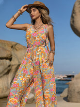 V-Neck Wide Leg Jumpsuit Floral OutfitFlow