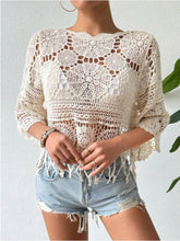 Openwork Round Neck Cover-Up Dust Storm One Size OutfitFlow