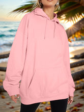 Drawstring Dropped Shoulder Hoodie Blush Pink OutfitFlow