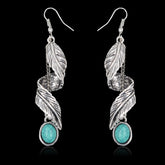 Alloy Leaf Artificial Turquoise Earrings Silver One Size OutfitFlow