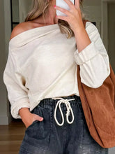 One Shoulder Long Sleeve Top Cream Trendsi