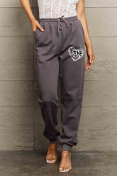 Simply Love Simply Love Full Size Drawstring Heart Graphic Long Sweatpants Dark Gray OutfitFlow