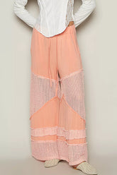 POL Drawstring Elastic Waistband Wide-Leg Pants CORAL ORANGE OutfitFlow