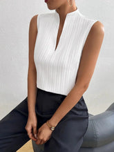 Textured Notched Tank White OutfitFlow