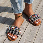 Open Toe Flats Sandals Black OutfitFlow