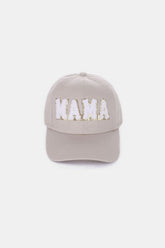 MAMA Chenille Patch Baseball Cap Ash Mocha One Size OutfitFlow