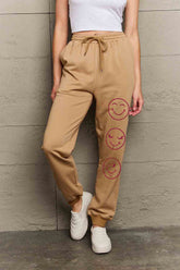 Simply Love Full Size Emoji Graphic Sweatpants Khaki OutfitFlow