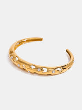 Stainless Steel Inlaid Rhinestone Cutout Bracelet Gold One Size OutfitFlow