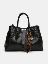 PU Leather Handbag with Pendant Black One Size OutfitFlow