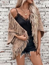 Fringe Open Front Half Sleeve Poncho Camel One Size OutfitFlow