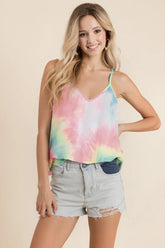 BiBi Tie Dye French Terry Knit Cami PINK MULTI OutfitFlow