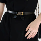 Alloy Buckle PU Belt Black One Size OutfitFlow