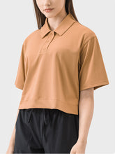 Millennia Half Button Short Sleeve Active T-Shirt Sherbet OutfitFlow