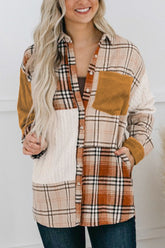 Plaid Button Up Long Sleeve Shacket Sherbet OutfitFlow