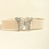 Butterfly Alloy Buckle Elastic Belt Light Yellow One Size OutfitFlow
