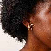 18K Gold-Plated Alloy Bow Stud Earrings Gold onesize OutfitFlow