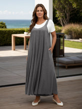 Full Size Pocketed Wide Leg Overalls Dark Gray OutfitFlow