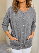 Casual Button-Down Knit Cardigan Grey Trendsi