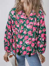 Floral Printed Tied Collar Puff Sleeve Blouse Floral OutfitFlow