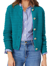 Textured Knit Button-Front Cardigan Peacock Blue OutfitFlow