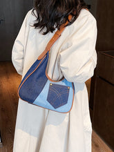 Color Block Adjustable Strap Shoulder Bag Dark Navy One Size OutfitFlow