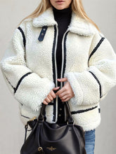 Zip Up Long Sleeve Sherpa Jacket White OutfitFlow