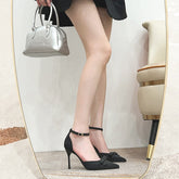 Bow Point Toe Stiletto Pumps Black OutfitFlow