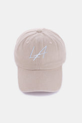 Zenana Washed Embroidered City Baseball Cap LA Ash Mocha One Size OutfitFlow