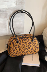 Leopard Suede Medium Shoulder Bag Caramel One Size OutfitFlow
